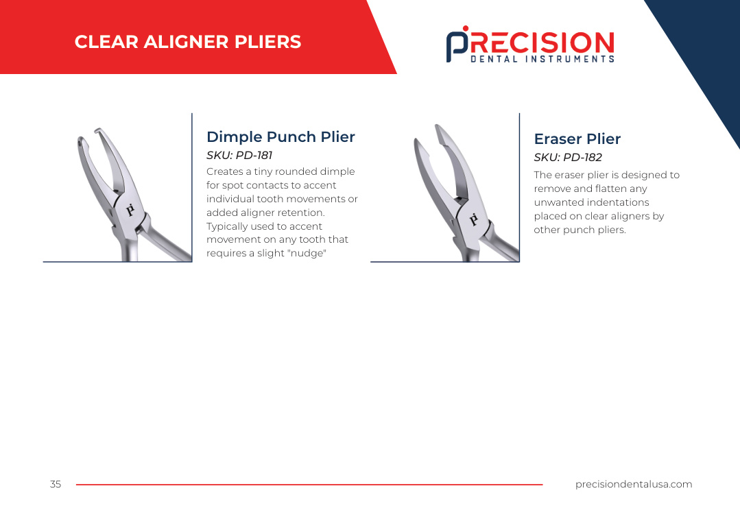 Clear Aligner Pliers Dimple Eraser Precision Dental USA