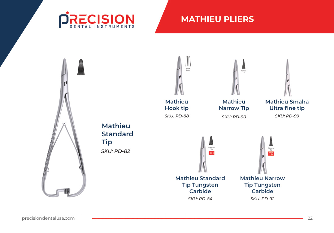Mathieu Pliers Precision Dental USA